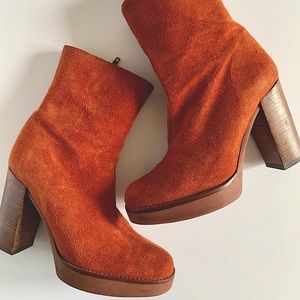 Castaner platform suede boots. size 36 (6US) rust/orange